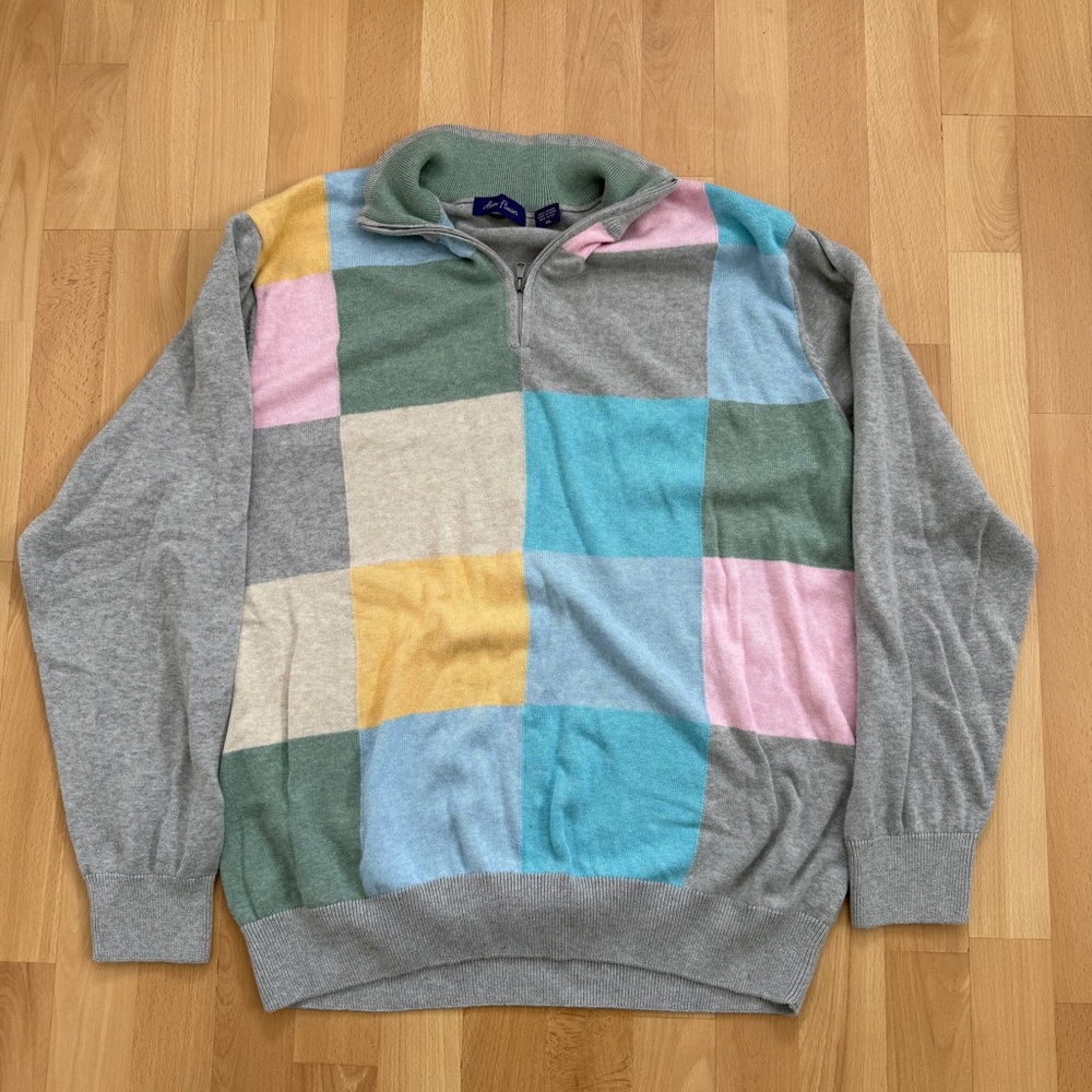 Alan Flusser Vintage Colour Block Knit Mens XL